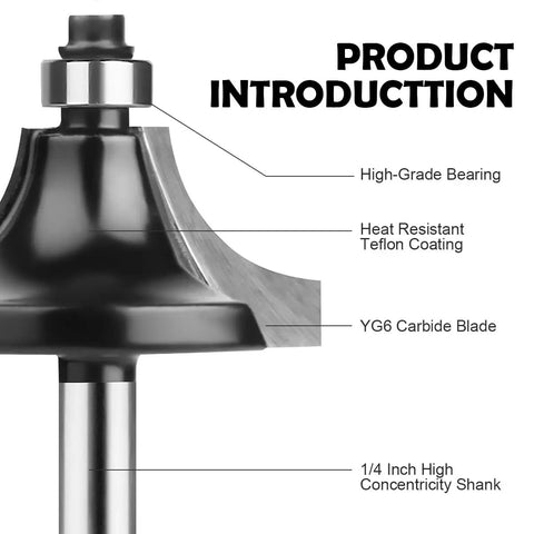 Close-up of YG6 carbide blade from 15 Piece One Quarter Inch Shank Tungsten Carbide Router Bit Set With Plastic Case For Woodworking Pros And DIY