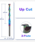 Ten Piece One Eighth Inch Shank Up Cut Router Bits Two Flute Spiral Carbide End Mills With DLC Coating for woodworking