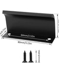 Diagram of 10 Pack Black Aluminum Edge Pull Handles with dimensions for doors, drawers, cabinets, wardrobes, modern home hardware