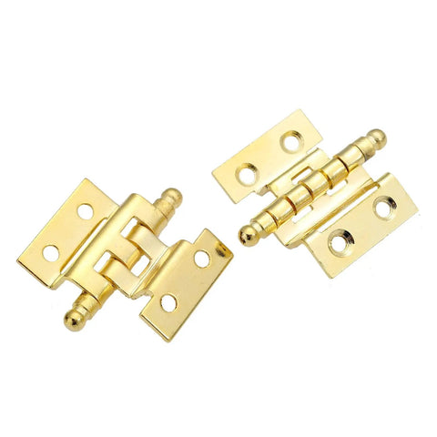 Top Shelf Vintage Gold Cabinet Hinges 2 Pack Badass Zinc Alloy Crown Hardware For Wooden Jewelry Boxes Suitcases, shiny gold finish.