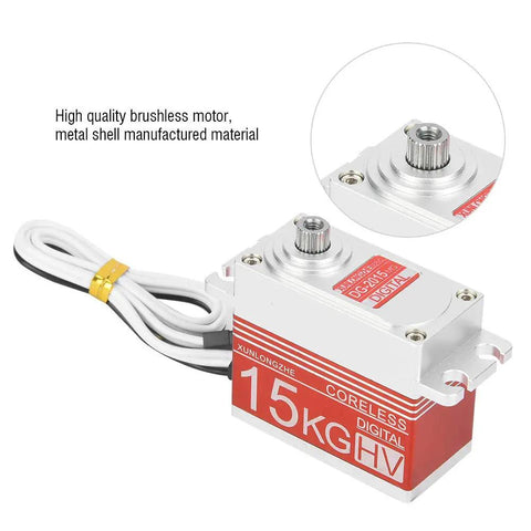 Hardcore 15Kg Digital Steering Servo Built Different Kickin It With A Savage Coreless Brushless Motor And Beefy All Metal Gears For Rc Car Truck Builds In Scarlet, featuring a metal shell and high-quality components.