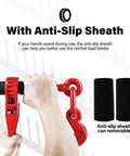 Ratcheting Chain Binders With Grab Hooks 1/4-5/16 Inch, 2,200 LBS Working Load with anti-slip sheath detail shown