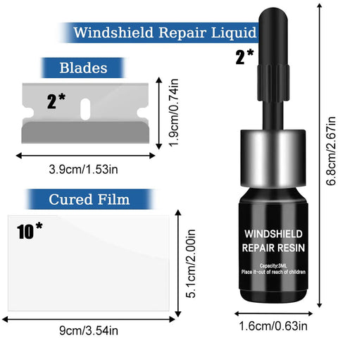 Windshield Repair Kit For Chips And Cracks With Nano Glass Repair Fluid DIY At Home Fix For Laminated Auto Glass Quick Repair