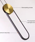 Black And Gold LED Pendant Light With Minimalist Oval Design 10W Warm White Single Hanging Fixture highlighting materials
