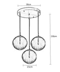 Diagram of Three Light Globe Amber Glass Pendant Lighting With E14 Socket Glass Hanging Lamp Chandelier Adjustable 47 Inch Wire