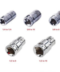 Must Have Hex Socket Adapter Kit forged from tough CR-V Steel Transforms Your 1/4 3/8 And 1/2 Inch Square Drive Ratchets Into Super Cool Screwdriver Bits For Any Drilling Or Driving Job Fast, five chrome vanadium adapters