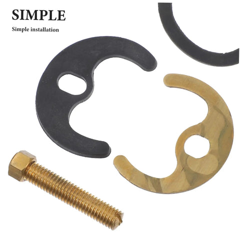 Rock Solid Kitchen Faucet Repair Kit Featuring Copper Horseshoe Gasket And Heavy Duty Mounting Nut Replacement Parts For Sinks, includes black and copper gaskets.
