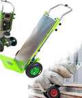 1200W Heavy Duty Electric Stair Climber Hand Truck With Folding Sack Design And Retractable Handle for easy stair transport of heavy bags.
