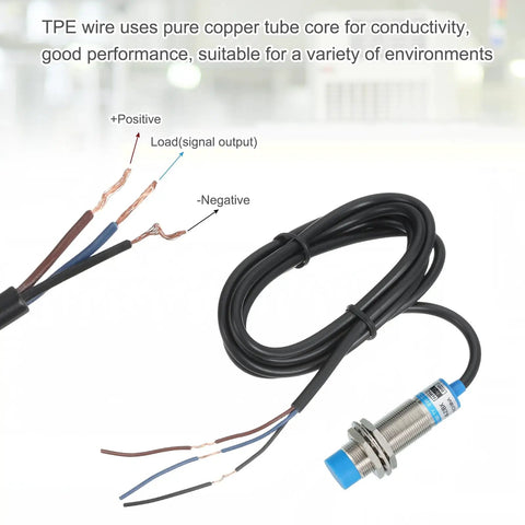 Four Pack Inductive Proximity Sensors M18 8mm Sensing Distance DC 6-36V 3 Wire NPN Normally Closed with exposed copper wires