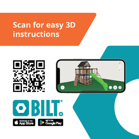 QR code and smartphone with Cedar Wood Swing Set With Wave Slide And Elevated Clubhouse Play Kitchen 3D assembly instructions