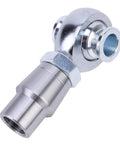 3/4 Inch Heim Joint Rod End Kit For Steering And Suspension Linkage Crafted From Heavy Duty Steel, showcasing a steel rod end with a chrome finish.