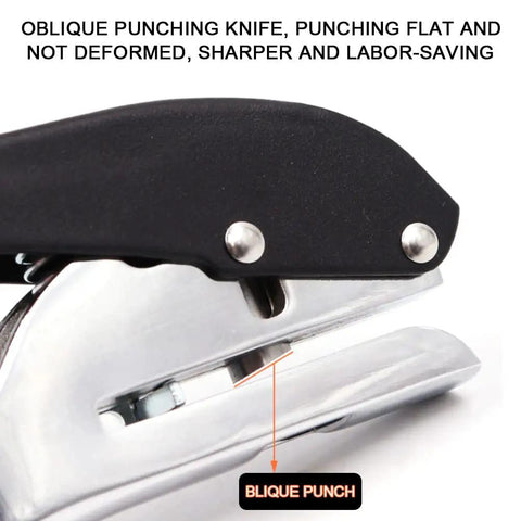Close-up of a Heavy Duty Hole Punch Set Five Sixteenth Inch Eight Millimeter With Countersink Drill showing punching mechanism.