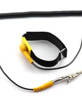 Everyday ESD Wrist Strap With Adjustable Band And Grounding Wire, anti-static discharge clip, black and yellow, 1.9 cm wide