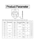 Diagram and size chart for 10-100 Pcs E Clips Retaining Rings For Car Engines Stainless Steel 304 And Carbon Steel Sizes 1.2mm To 15mm External Circlips Washer Rings Great For Bearings Pulleys Shafts And Gears