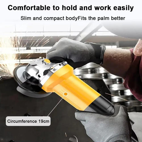Tough As Nails 125Mm Electric Angle Grinder With 1050W Motor And 11000Rpm Speed held comfortably for metal cutting and sanding tasks.