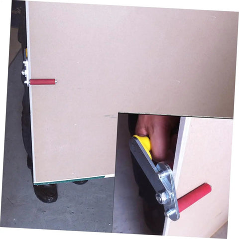 Heavy Duty Gypsum Board Lifter For Drywall And Glass Multi Function Handle Pair showing use with drywall and adjustable grip