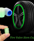 Glow In The Dark Tire Valve Caps 8 Pack Blue And Green Universal Fit For Cars SUVs Trucks Motorcycles And Bicycles Cool Auto Decor