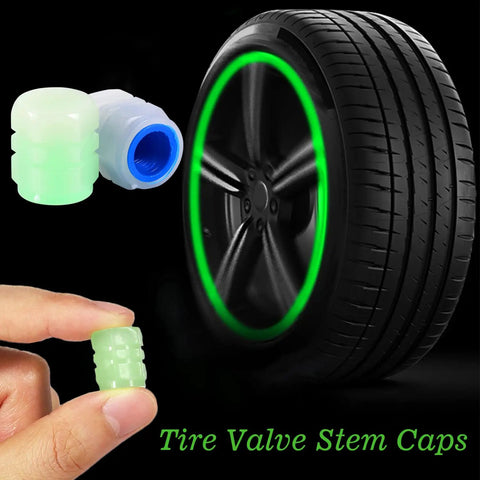 Glow In The Dark Tire Valve Caps 8 Pack Blue And Green Universal Fit For Cars SUVs Trucks Motorcycles And Bicycles Cool Auto Decor