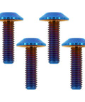 Premium M6x20 Titanium Bolts Four Piece Set Burnt Blue Anodized Finish For Custom Bike Builds And Carbon Frames, detailed view.