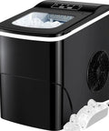 Scooper Free Nugget Ice Maker On Your Countertop Drops Soft Chewy Ice Straight Into Your Glass In Under Ten Minutes Plus Cleaning Tabs For Effortless Home Bars And Weekend Hangouts, compact black design.