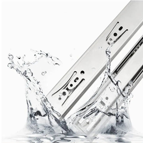 Stainless Steel Soft Close Drawer Slides Heavy Duty Three Section Track Rails Runners Repair Kit For Smooth Quiet Operation No Pinch Fingers In Kitchen Bathroom Or Office Use Ten Inch 250mm, stainless steel slide close-up