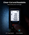 Digital Laser Tape Measure With 393ft Range And Upgraded Electronic Angle Sensor displaying measurements on backlit LCD