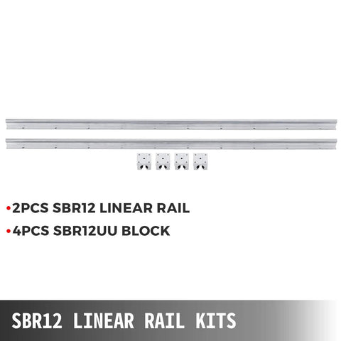 Two Pack SBR12 1000mm Linear Rail Kit With Four Carriage Blocks For CNC Machines And Automated Equipment, Heavy Duty Linear Guide Rails And Bearings Set, Smooth Glide Upgrade