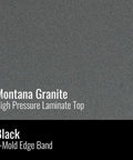 Montana Granite laminate surface detail for 30 Inch Square Pub Table For Cafes And Restaurants, black T-mold edge shown.