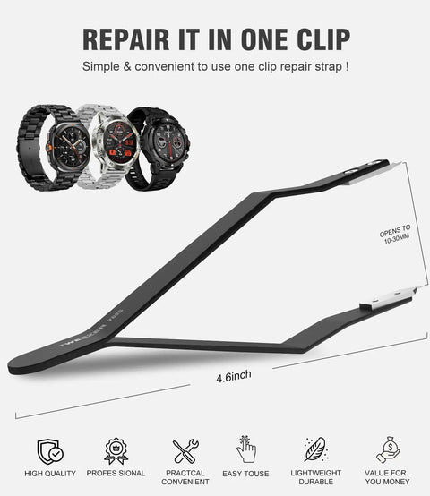 7825 Spring Bar Tweezers And Plier For Watch Band Removal, Pro Grade Watchmaker Tool With Precision Grip, Durable Black Finish