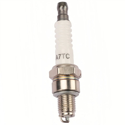 Close-up of a spark plug from the Ignition Coil Kit With CDI Box, Voltage Regulator, Relay, Solenoid And Spark Plug For GY6 Engines 50cc 125cc 150cc.