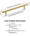 Diagram of Forty Pack Brushed Gold Cabinet Pulls Modern Bar Drawer Handles For Kitchen Bathroom And Bedroom with screw sizes.