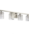 4 Light Modern Crystal Glass Bathroom Vanity Light Fixture Over Mirror In Brushed Nickel Finish G9 Bulb Excluded Wall Sconce