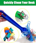 Blue magnetic wand collecting colorful paperclips and screws, demonstrating the Magnetic Wands And Bingo Chips STEM Kit For Learning.