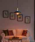 Living room with Warm Amber LED Bulb 60W Equivalent, Dimmable E26 Edison Base, Salt Lamp Vibe Glow, illuminating decor