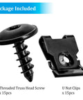 Black torx screw and U-nut from 15 Pcs Front Bumper Clips Screws U Nut Kit Replacement For VW And Audi Cars