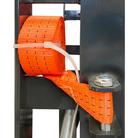 Beast Of A Heavy Duty Hydraulic Machinery And Equipment Mover strap detail with adjustable orange straps