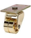 Jiawu Double Wheel Piano Caster, Metal Wheel for Furniture with a golden finish and a mounting plate.