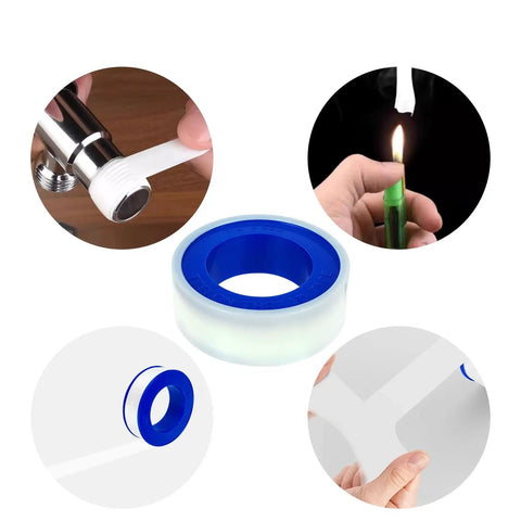 Heavy Duty Teflon Tape For Plumbing Half Inch Wide And 520 Inches Long High Density PTFE Thread Sealant with images of usage