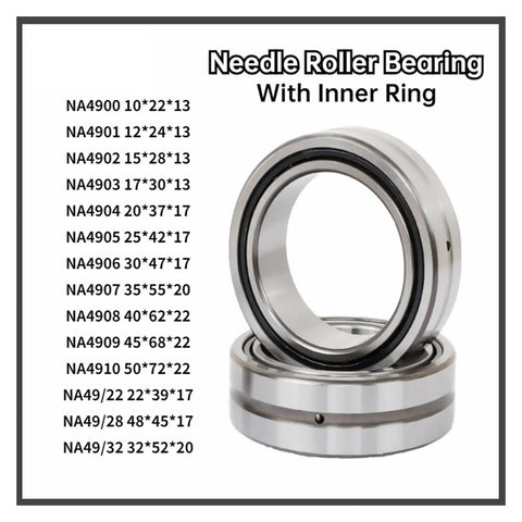 One Piece With Inner Ring Solid Needle Roller Bearing NA4910 Series displayed with specifications for precise applications.