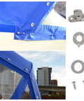 Meuey Lyot marine twist-lock fasteners; stainless steel snaps with screws on blue canvas (12-piece set)
