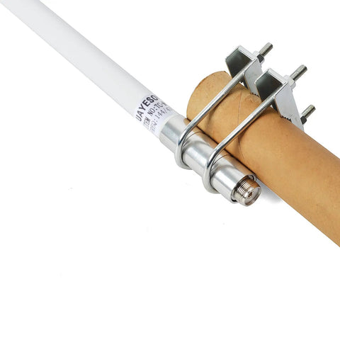 UHF Fiberglass Antenna With Ground Plane Kit For 400-470 MHz GMRS Base Use, 17 Inch Length, SO239 Connector, side view mount