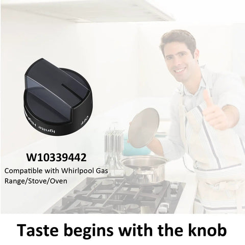 Replacement Gas Stove Knob For Black Cooktop Control Knobs Fits Standard Gas Ranges WPW10339442 PS11753188 1 Pack