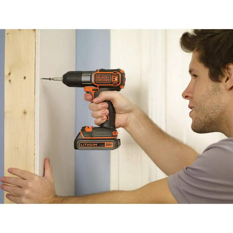 Person using 20V Max PowerConnect Cordless Drill Driver With Autosense Technology for precise screws in tight spots
