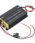 Heavy Duty Mppt Solar Charge Controller With Four Digit Display And High Efficiency Boost Technology For Rv Camper Van And Off Grid Power Zero Sweat Setup, showing black aluminum casing and red wires.
