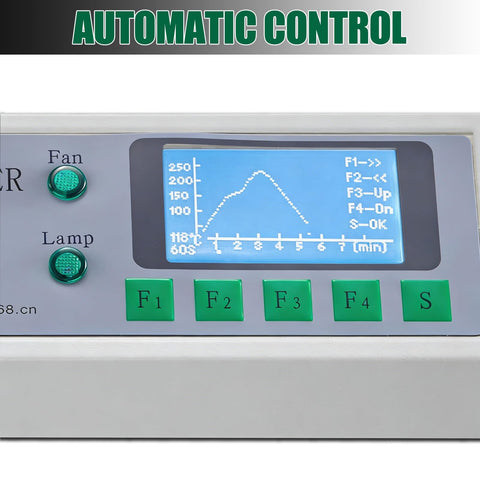 Reflow Oven And Soldering Station For PCB Boards With Hot Air Circulation Automatic control panel showing settings and screen display