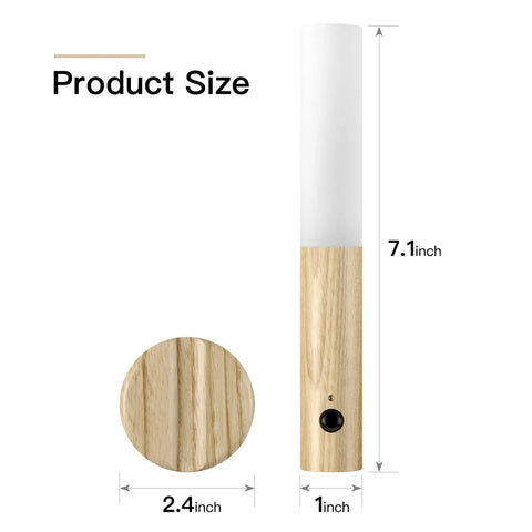 Product dimensions of Motion Sensor Night Light Rechargeable Indoor Magnetic Wood LED Wall Sconce In White Ash, 7.1 x 1 inches.