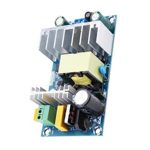 24V DC Power Supply Module 100W 6A Universal Input AC DC Converter 85 to 265V For Industrial Equipment and Control Systems Compact Board With Overload Protection and Short Circuit Safety, blue PCB with heatsinks