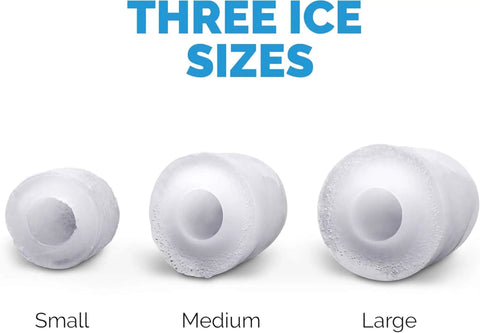 Portable Countertop Ice Maker Delivers 12 Bullet Ice Cubes in 7 Minutes, 3 ice size options: small, medium, large