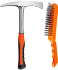28oz Pro Grade Welding And Chipping Hammer With Slag Removal And Wire Brush Set Forged Steel Construction shown side by side
