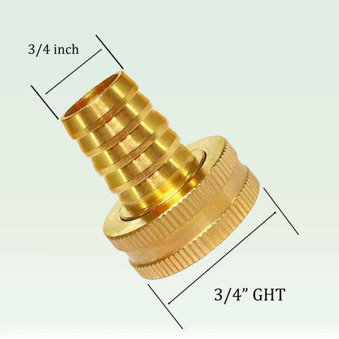 Premium Heavy-Duty Brass Garden Hose Adapter For 3/4 Inch Drip Irrigation Tubing To Faucet With Leak-Proof Rubber Gasket, Reusable Connector Fitting For Rain Bird And Toro Systems That Actually Holds Up Outdoors. 3/4 inch brass hose adapter with 3/4 GHT threads